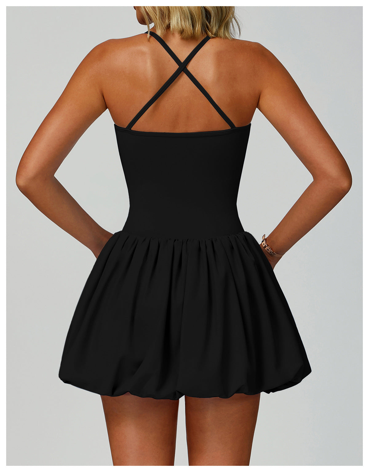 Cross Back Tennis Dress Nude Feel Anti Exposure Exercise Dress Outdoor Casual Running Sports Dress - Iyanka