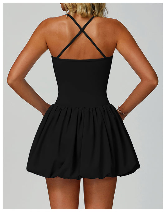 Cross Back Tennis Dress Nude Feel Anti Exposure Exercise Dress Outdoor Casual Running Sports Dress - Iyanka