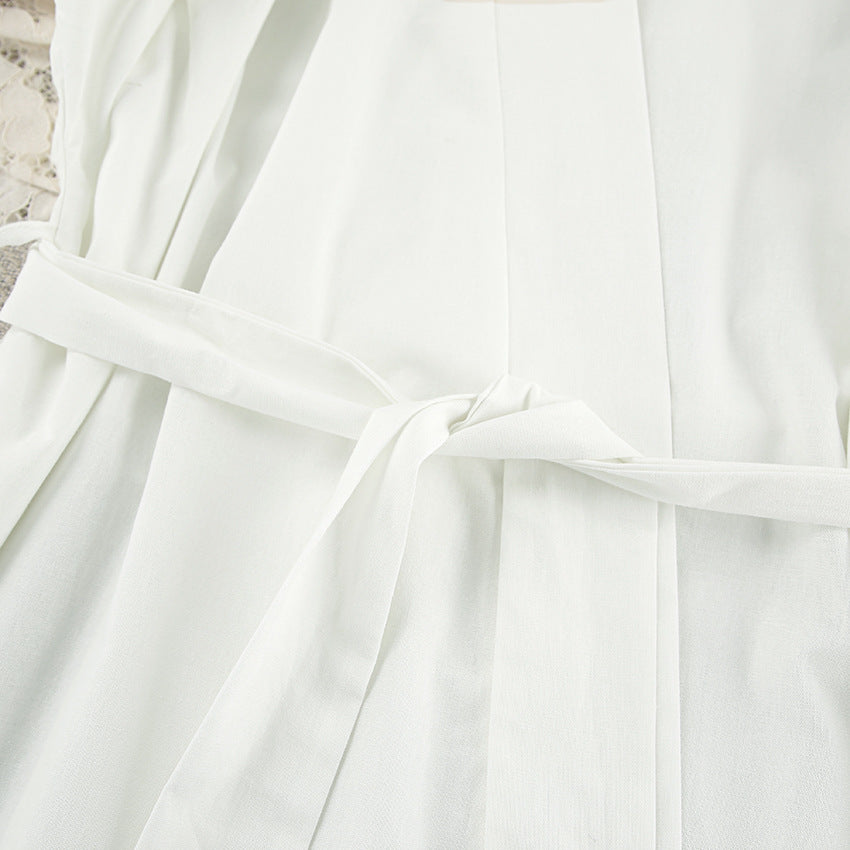 Summer Apricot Cotton Loose Cardigan Lace Up Long Sleeve Nightgown Casual Comfortable Bathrobe Women Homewear - Iyanka