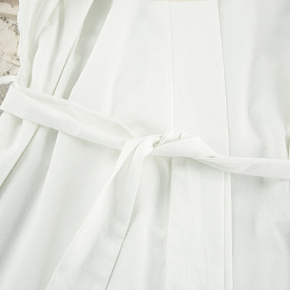 Summer Apricot Cotton Loose Cardigan Lace Up Long Sleeve Nightgown Casual Comfortable Bathrobe Women Homewear - Iyanka