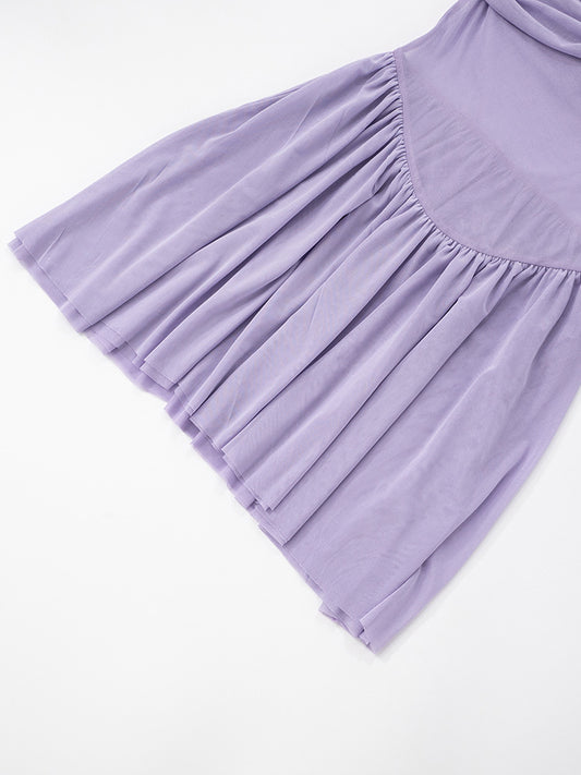 Women Clothing Solid Color Sleeveless Backless Pleated Stitching A line Tube Top Dress