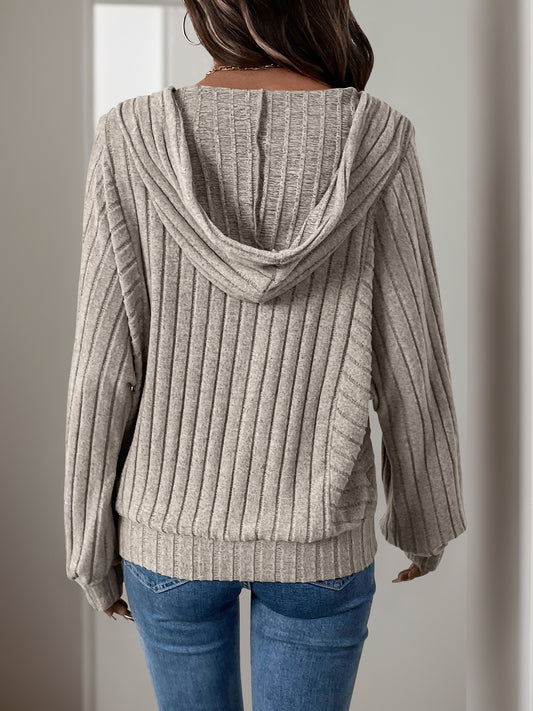 Inner Wear Home Casual Laid Sunken Stripe Hooded Solid Color Sweater Top - Iyanka