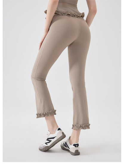 High Waist Lace Slimming Smoke Tube Cropped Pants Slim Fit Yoga Pants Women Hip Lifting Running Workout Pants Fitness Pants - Iyanka