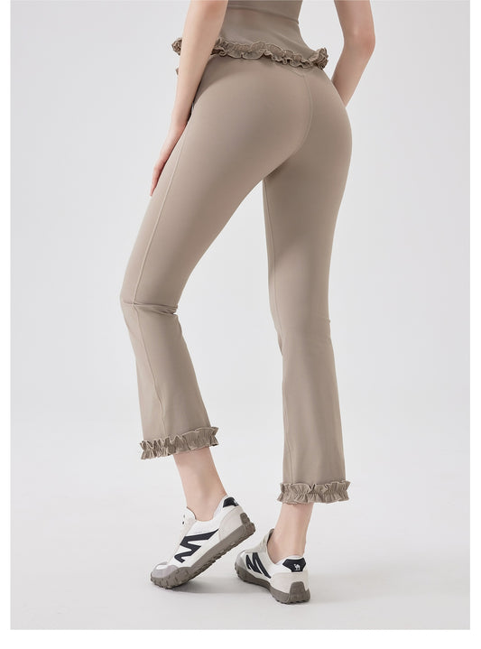 High Waist Lace Slimming Smoke Tube Cropped Pants Slim Fit Yoga Pants Women Hip Lifting Running Workout Pants Fitness Pants - Iyanka