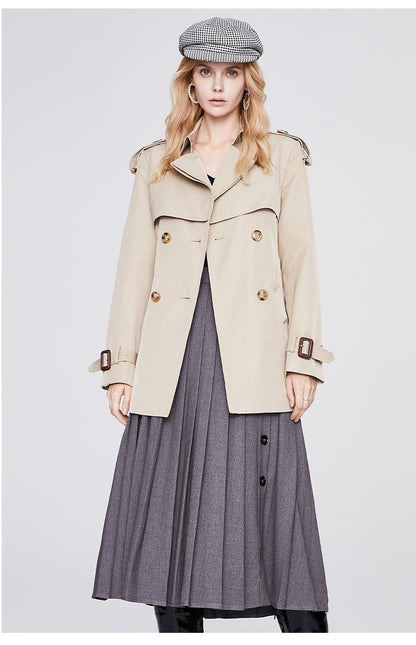 Trench Coat for Women Autumn Winter Women Overcoat Double Breasted Short Coat for Women - Iyanka