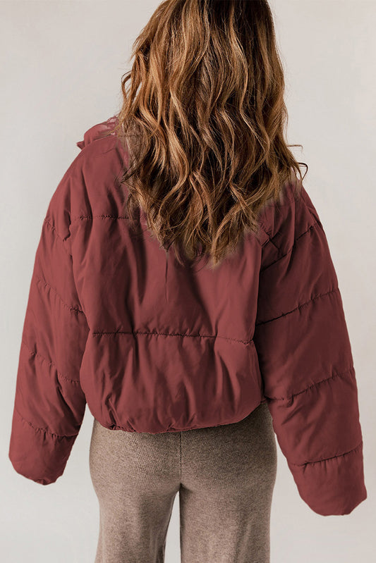 Casual All Matching Solid Color Warm Keeping Cotton Padded Coat Women Winter Stand Collar Thick Zipper Jacket Women - Iyanka