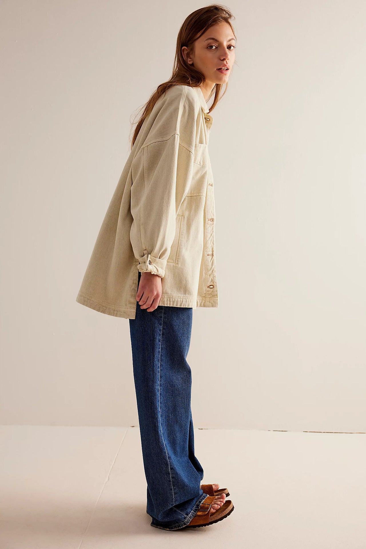 Casual Pocket Side Slit Denim Women Coat - Iyanka