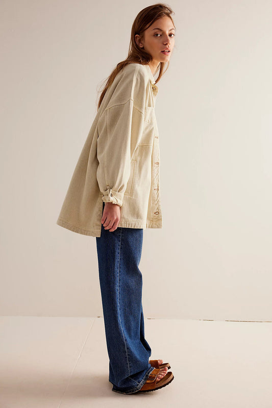 Casual Pocket Side Slit Denim Women Coat - Iyanka
