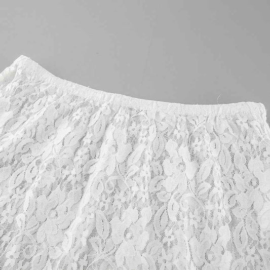 Women Commuting Wear Summer Side Slit Sexy Ruffles Atmosphere Lace See through Skirt