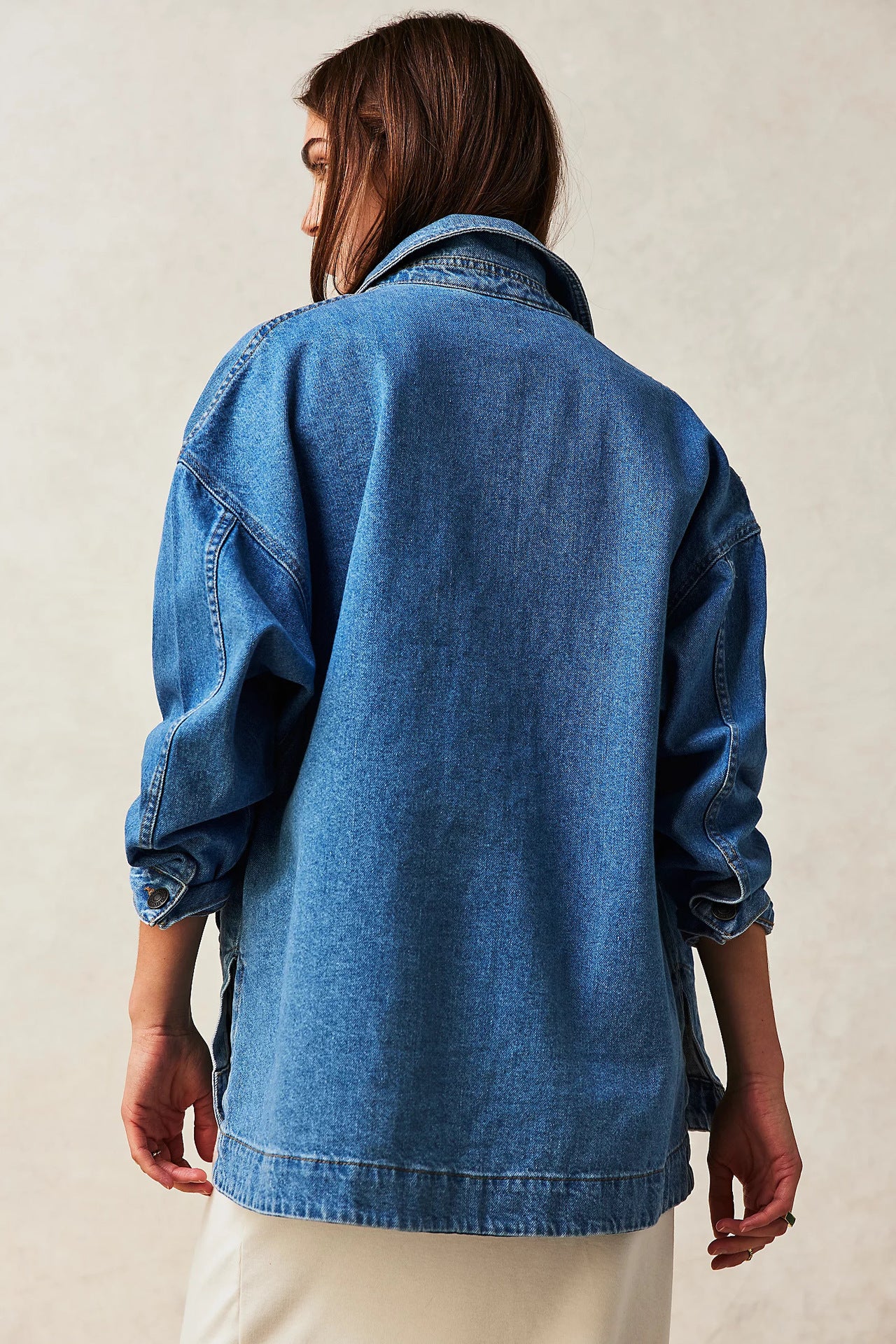 Casual Pocket Side Slit Denim Women Coat - Iyanka
