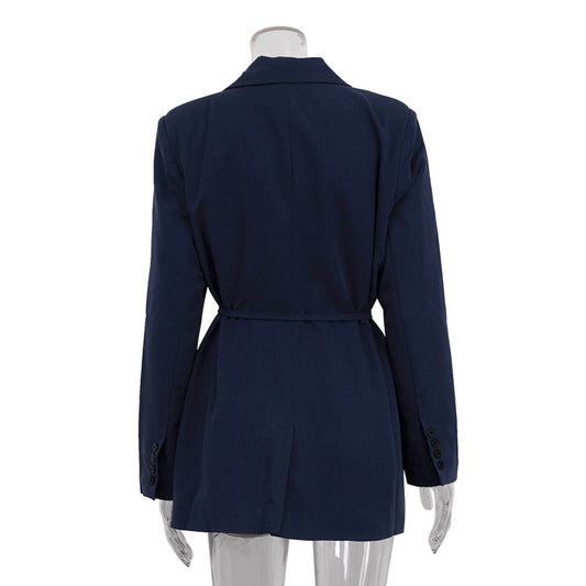 Women High Sense Autumn Winter Long Sleeve Strap Loose Small Blazer - Iyanka
