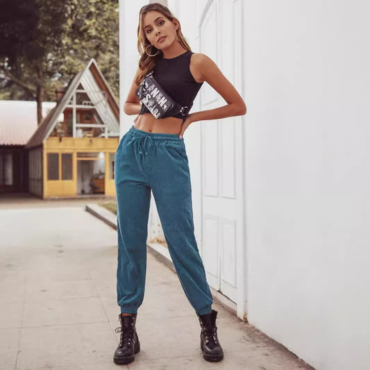 Women Clothing Casual Corduroy Trousers Autumn Winter - Iyanka