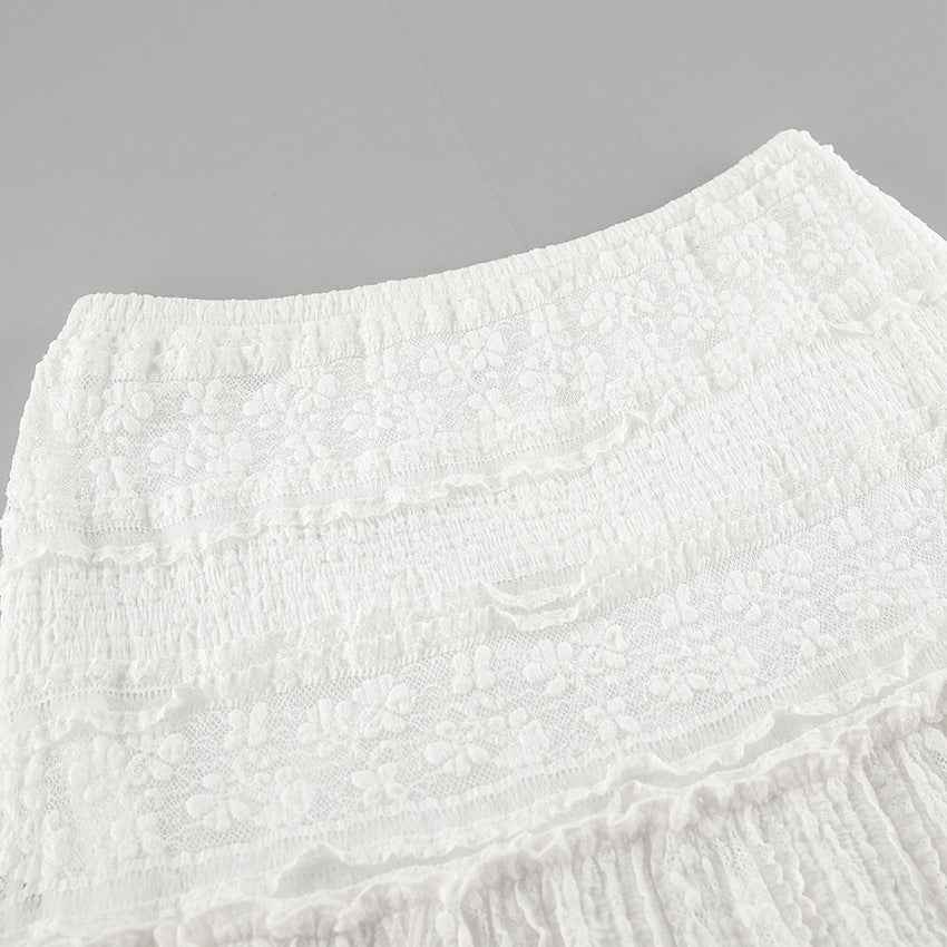 White Lace Casual Vacation A line Skirt Spring Summer Simplicity Lazy Women Clothing