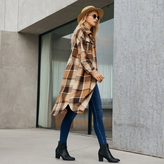Women Clothing Mid Length Wind Coat Single Breasted Pocket Retro Coat for Women - Iyanka