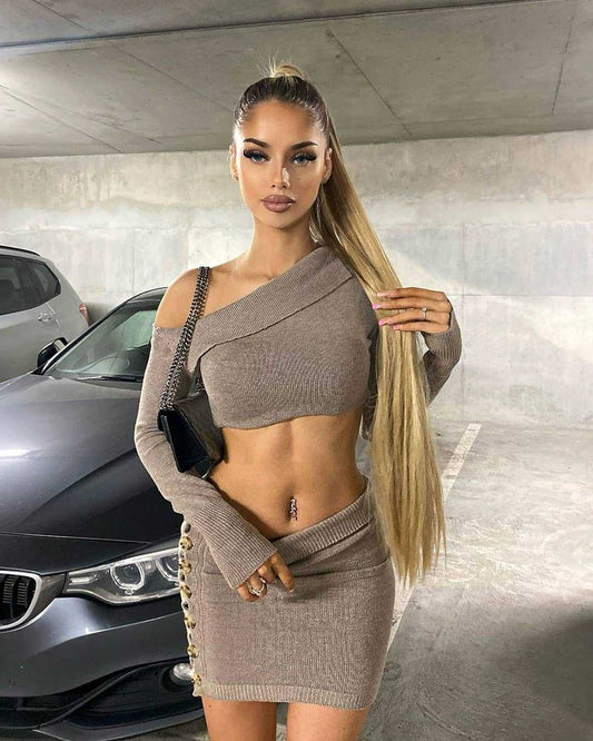 Women Shirt Hip Skirt Two Piece Sets Women - Iyanka