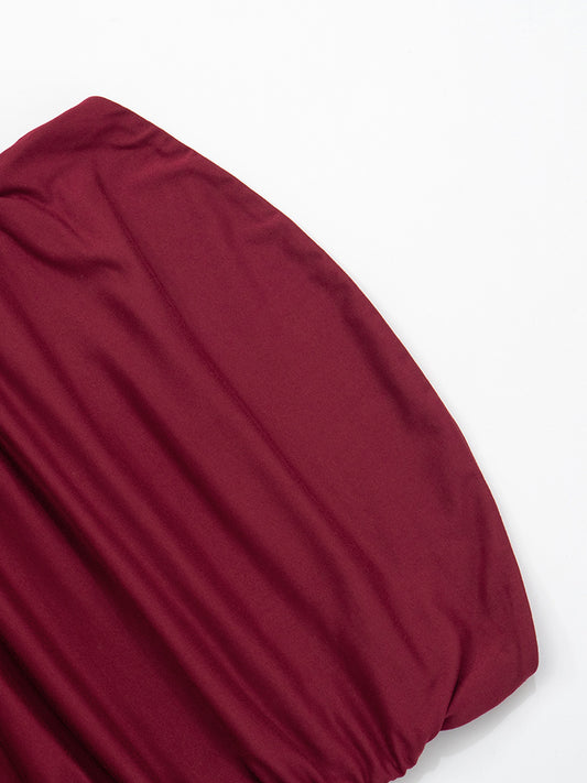 Women Clothing Solid Color Sleeveless Backless Slim Fit Pleated Tube Top Maxi Dress