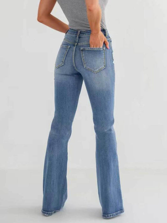 Slim Stretch High Waisted Boot Cut Pants Jeans Women - Iyanka