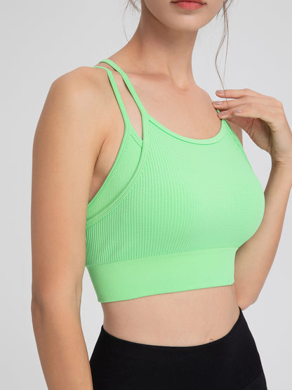 Sports Underwear Women Spaghetti Strap Beauty Back Faux Two Piece Sports Underwear Yoga Workout Clothes Bra Vest - Iyanka
