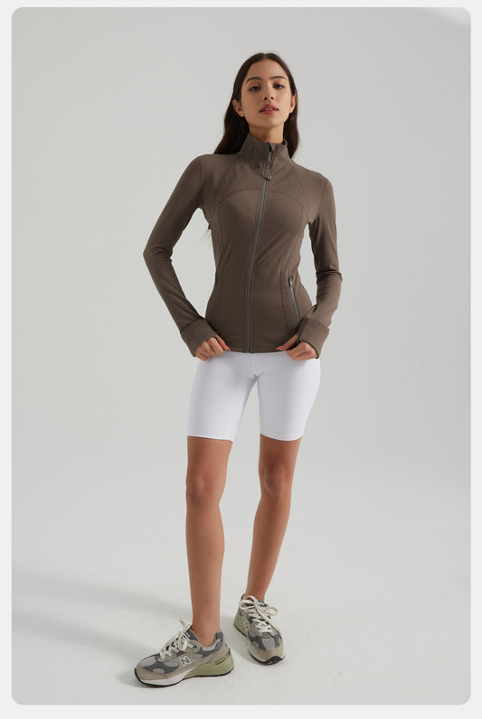 Yoga Clothes Coat Women Running Cycling Sports Long Sleeve Slim Stand Collar Sports Workout Clothes Women - Iyanka