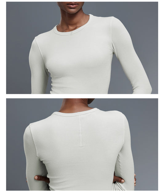 Soft Skin Friendly Sports T shirt Women Elastic Slim Fit Slimming Fitness Yoga Wear Long Sleeved Top - Iyanka