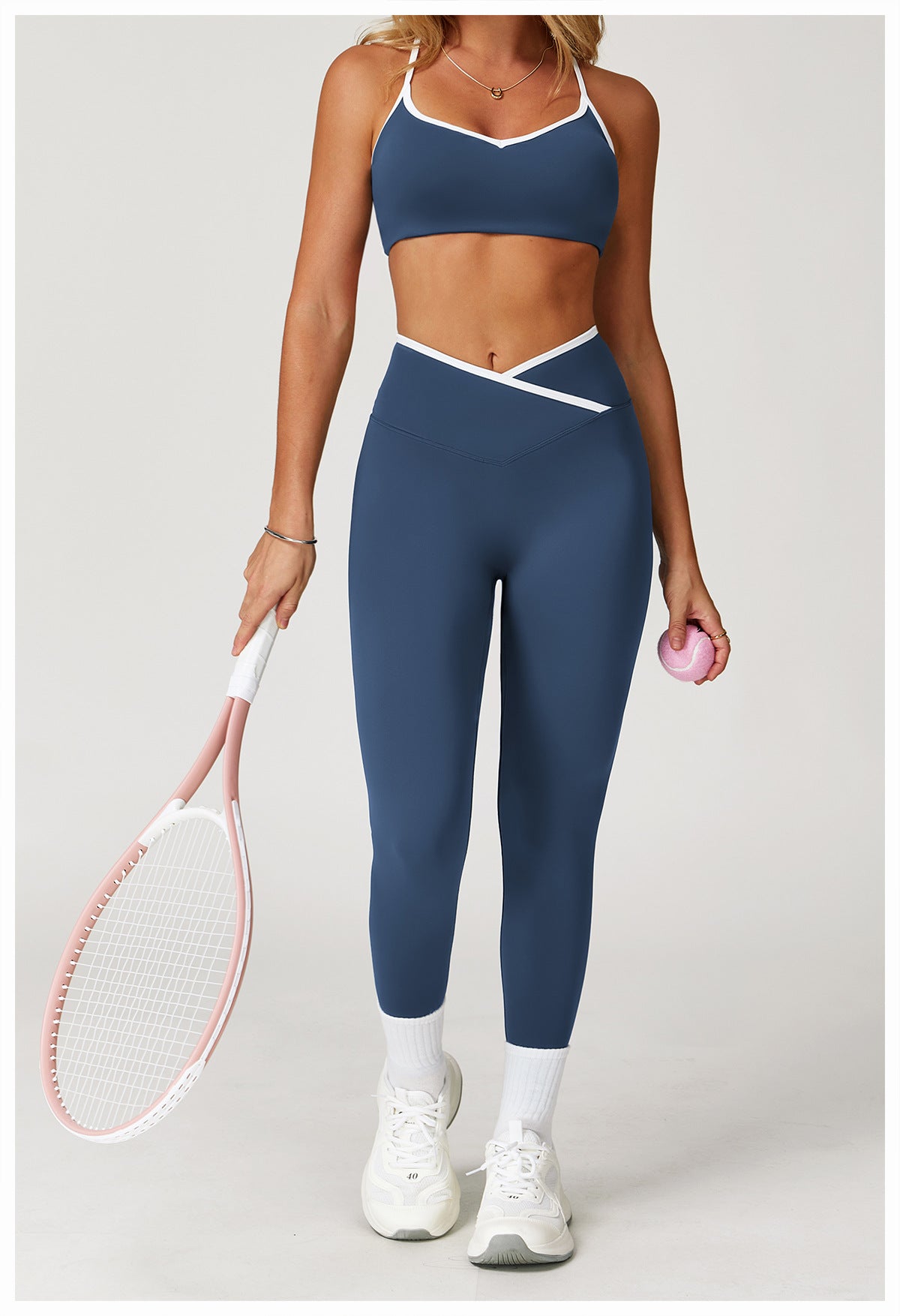 Nude Feel Skinny Yoga Pants Cross High Waist Contrast Color Tights Women Sports Running Fitness Pants - Iyanka