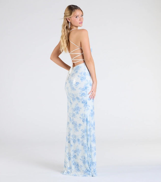 Popular Floral Strap Dress Women Mid Length Dress Slim Split Evening Dress