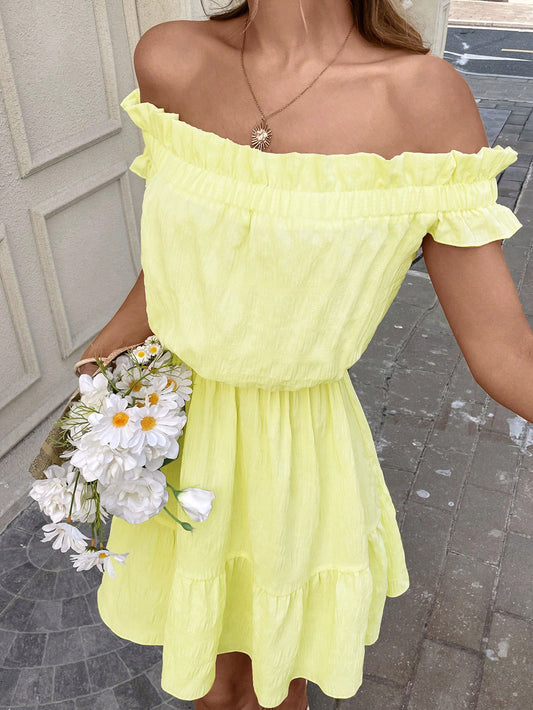 Women Clothing Gentle off Neck Dress Summer Younger Sweet Dress