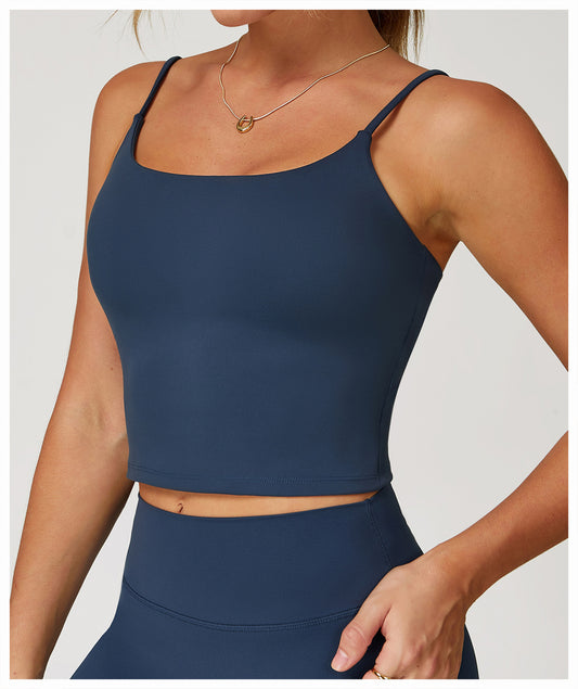 Brushed Yoga Vest Hollow Out Cutout Back Double Shoulder Strap Sports Vest Running Fitness Top Women - Iyanka