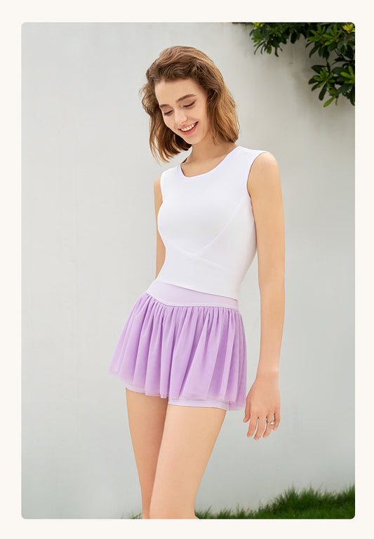 Spring Summer Tennis Skirt Women Badminton Culottes Running Fitness Culottes Sports Skirt High Elastic Breathability Gauze Skirt - Iyanka
