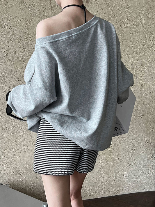 Loose off Shoulder Sweater Women Spring Loose Lazy off Shoulder off Shoulder Top - Iyanka