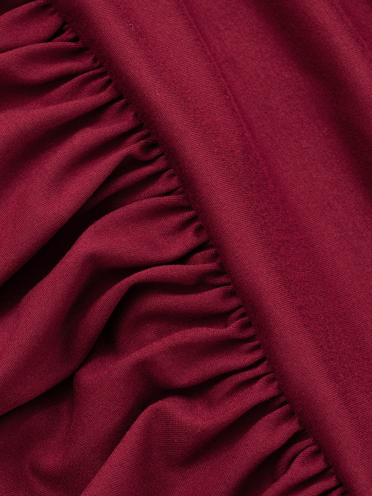 Women Clothing Solid Color Sleeveless Backless Slim Fit Pleated Tube Top Maxi Dress