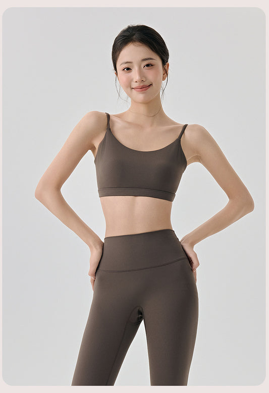 Beauty Back Yoga Underwear Semi Fixed Diamond Cup Women Spaghetti Strap Sports Fitness Clothes Bra - Iyanka