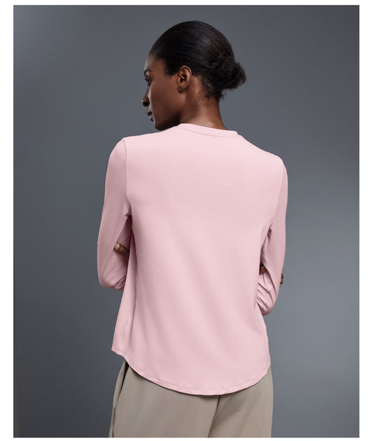 Autumn Crew Neck Yoga Clothes T shirt Loose Slimming Workout Top Casual All Match Sports Long Sleeve Women - Iyanka