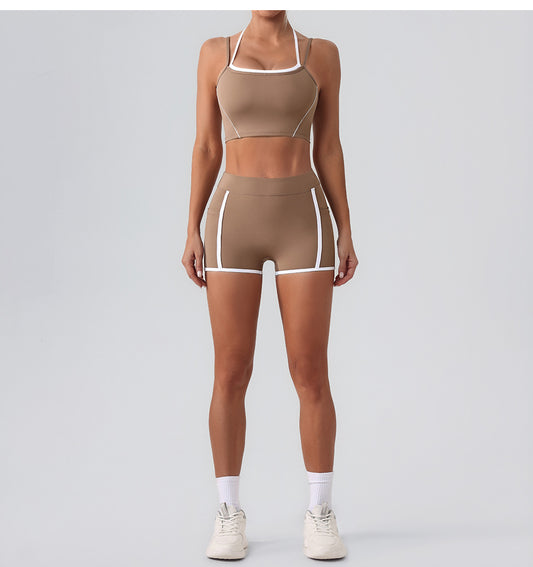 Women Yoga Shorts Pocket Nude Feel High Waist Tight Sports Pants Running Fitness Outer Shorts - Iyanka
