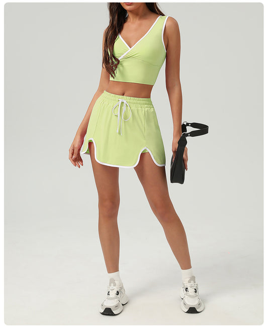 Summer Sports Casual Suit Running Exercise Vest Short Skirt Golf Suit Badminton Tennis Women - Iyanka