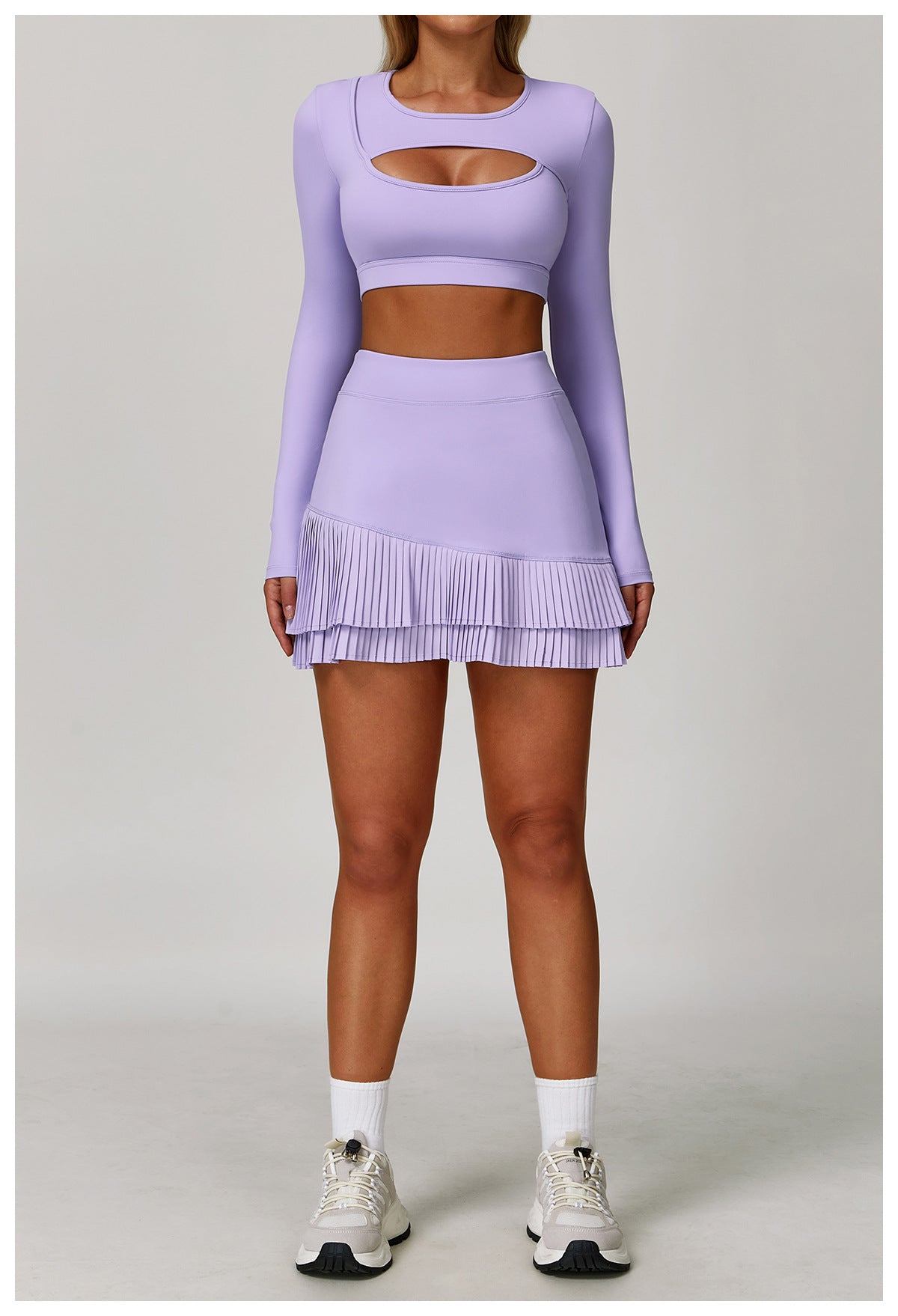 Sports Skirt Nude Feel High Waist Belly Wrap Pleated Skirt Anti Exposure Bottom Shorts Pocket Skirt - Iyanka
