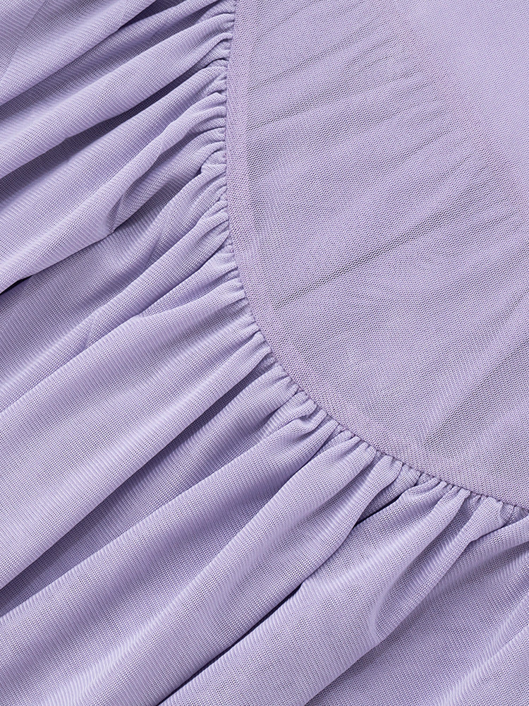 Women Clothing Solid Color Sleeveless Backless Pleated Stitching A line Tube Top Dress