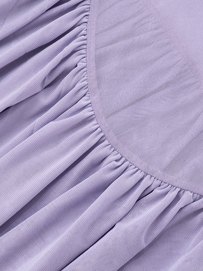 Women Clothing Solid Color Sleeveless Backless Pleated Stitching A line Tube Top Dress
