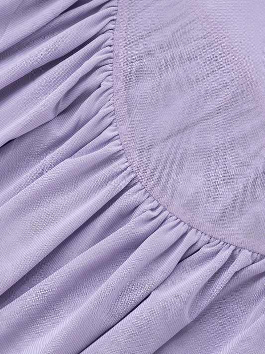 Women Clothing Solid Color Sleeveless Backless Pleated Stitching A line Tube Top Dress