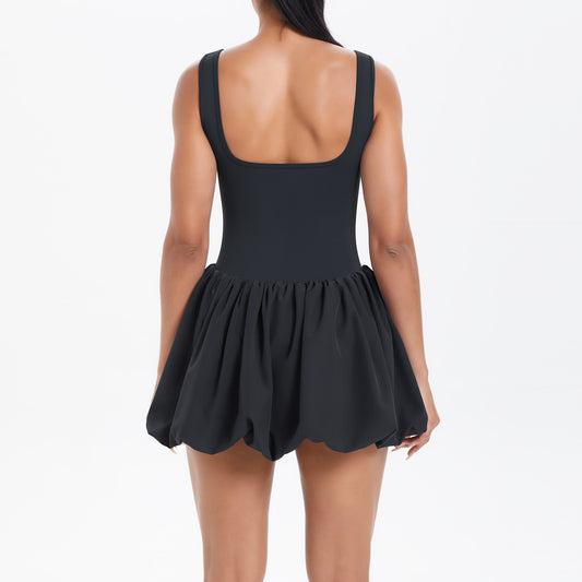 Cool Jumpsuit Tennis Skirt Sexy Beauty Back Pocket Backing Culottes Fitness Solid Color Sports Dress Women - Iyanka