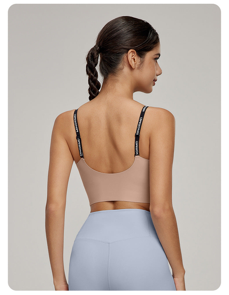 Medium Tenacity Sports Underwear Women One Piece Fixed Cup Yoga Bra Sports Running Workout Beauty Back Bra - Iyanka