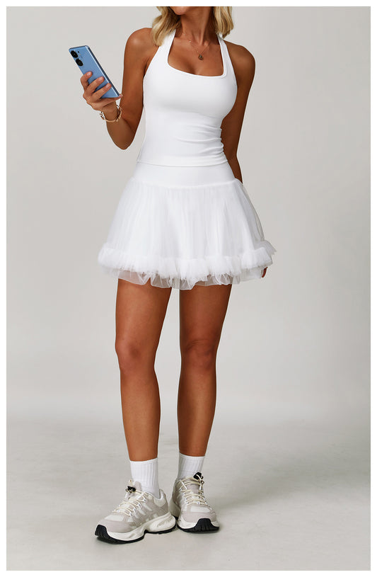 Summer Anti Exposure Base High Waist Tennis Skirt Casual A line Skirt Mesh Sports - Iyanka