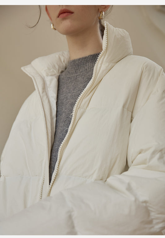 Zipper Snap on Half Turtleneck down Jacket Women Winter Warm Long Windproof Coat Three Dimensional Pocket Bread Coat - Iyanka