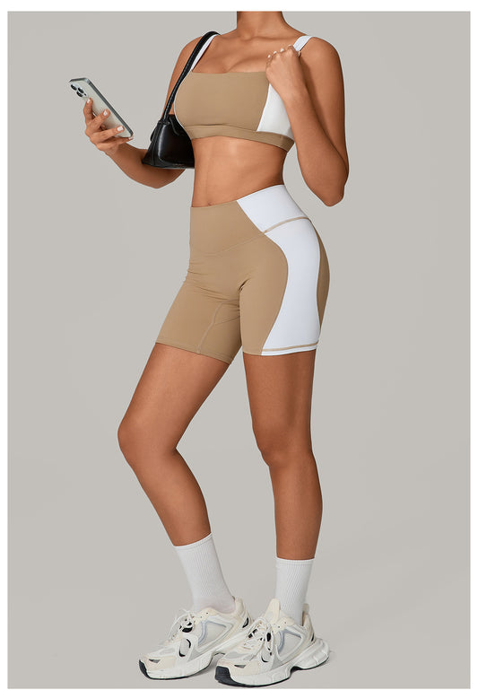 Autumn Sand Backless Yoga Clothes Color Matching Tight Quick Drying Fitness Clothes Medium Tenacity Sports - Iyanka