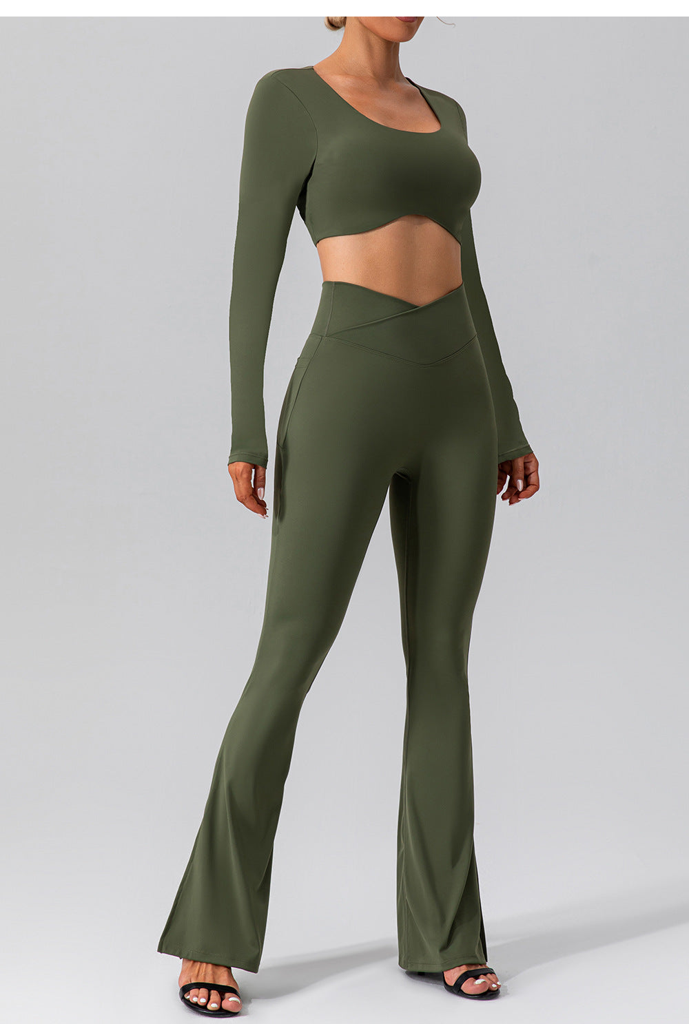 Autumn Nude Feel Stretch Sports Yoga Bell Bottom Pants Skinny Slimming High Waist Peach Hip Lifting Fitness Trousers - Iyanka