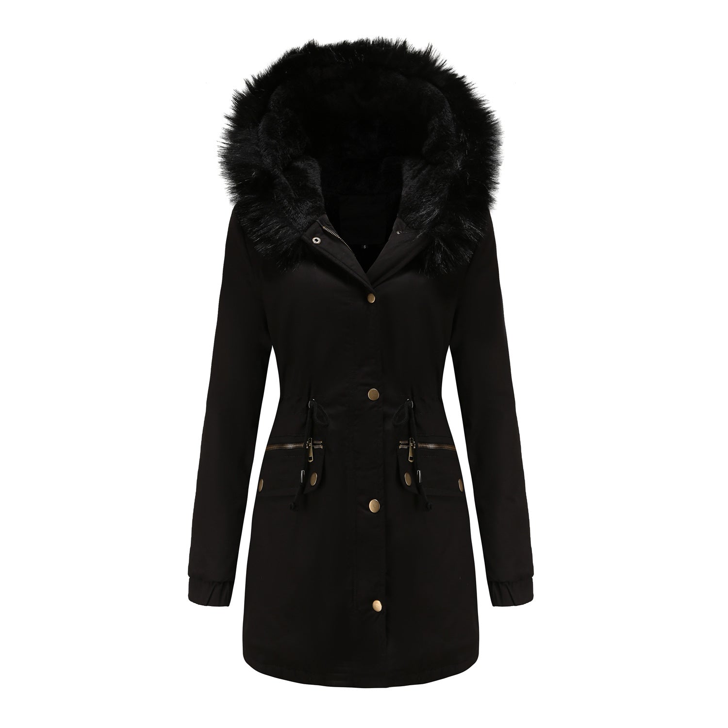 Autumn Winter Parka Women Fleece Lined Coat Women with Fur Collar Hooded Warm Jacket Loose Cotton Coat Plus Size - Iyanka