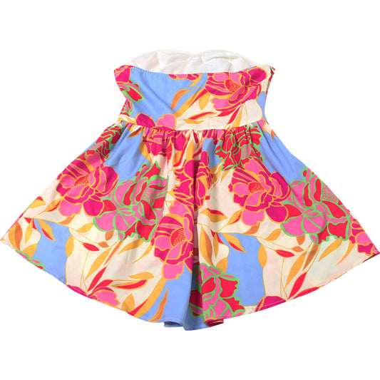 Summer Women Sexy Tube Top Cinched Waist Backless Printing Dress