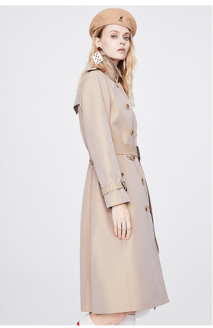 Autumn Trench Coat Women Long Trench Coat Popular Slim Fit Solid Color Non-Wrinkle Coat - Iyanka