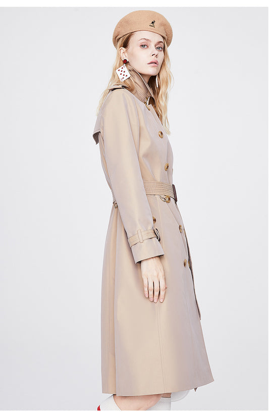 Autumn Trench Coat Women Long Trench Coat Popular Slim Fit Solid Color Non-Wrinkle Coat - Iyanka