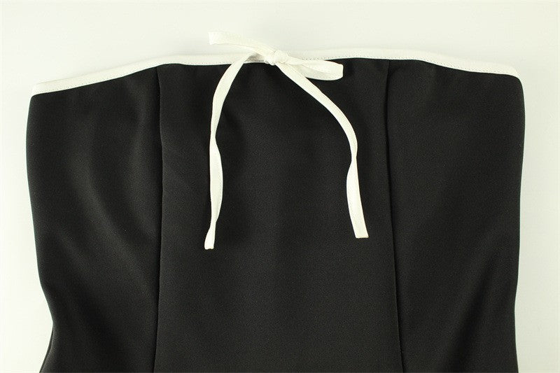 Arrival French Sweet off Neck Tube Top High Waist Aline Small Slim-Fit Sling Dress